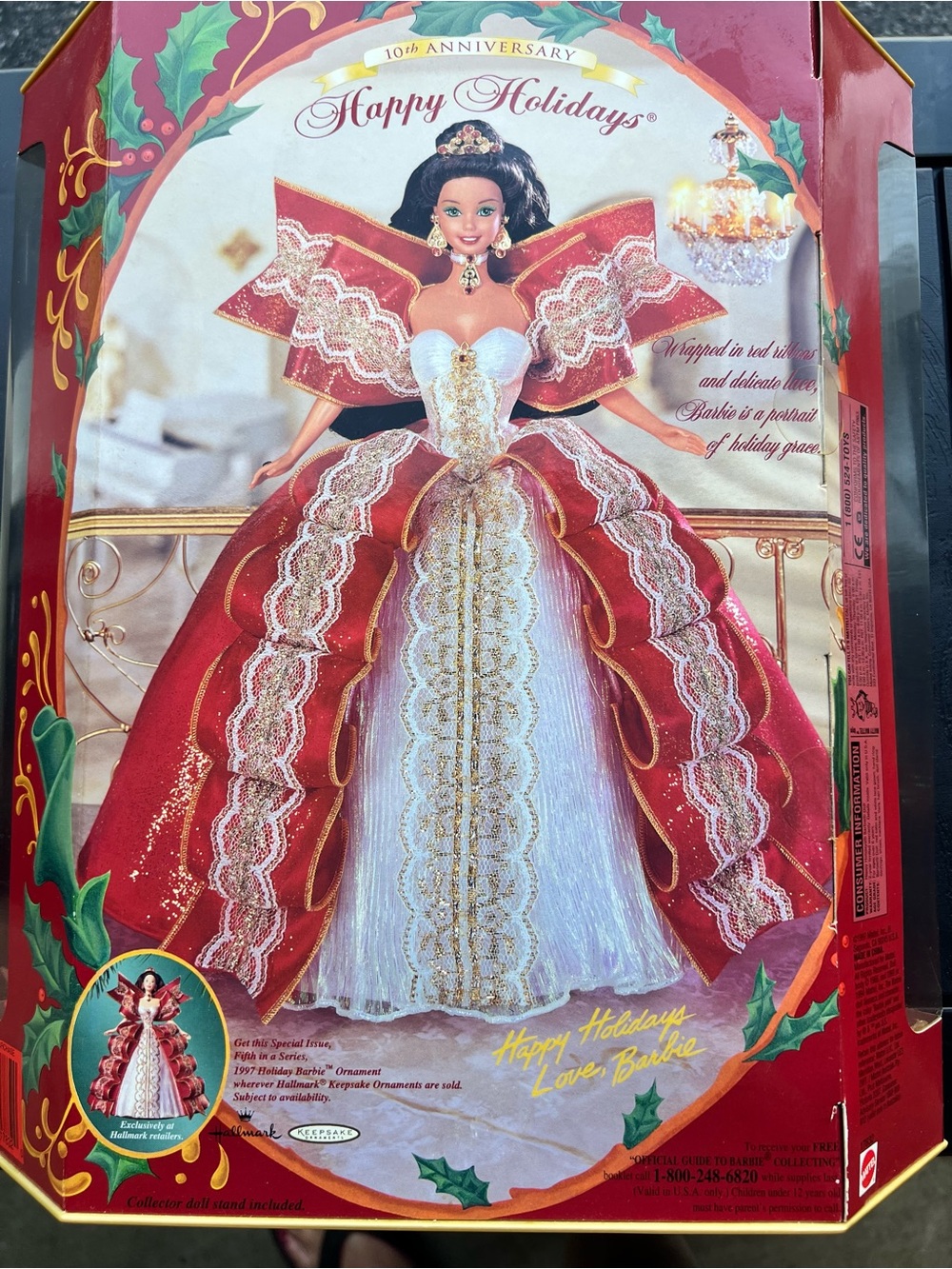 Barbie Red White and Gold Holiday Pageant Gown